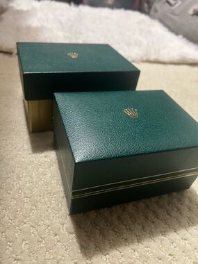 Rolex Dark Green Watch Boxes with Gold Crown Accents